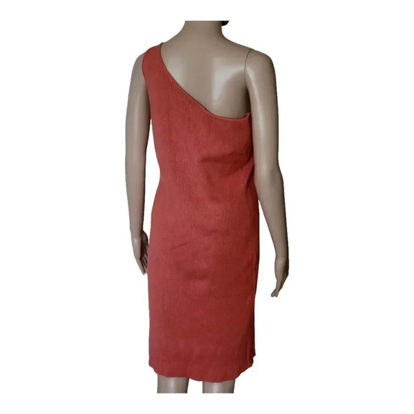 House of Harlow 1960 Ribbed One Shoulder rust orange Midi Dress Size L - Picture 2 of 7